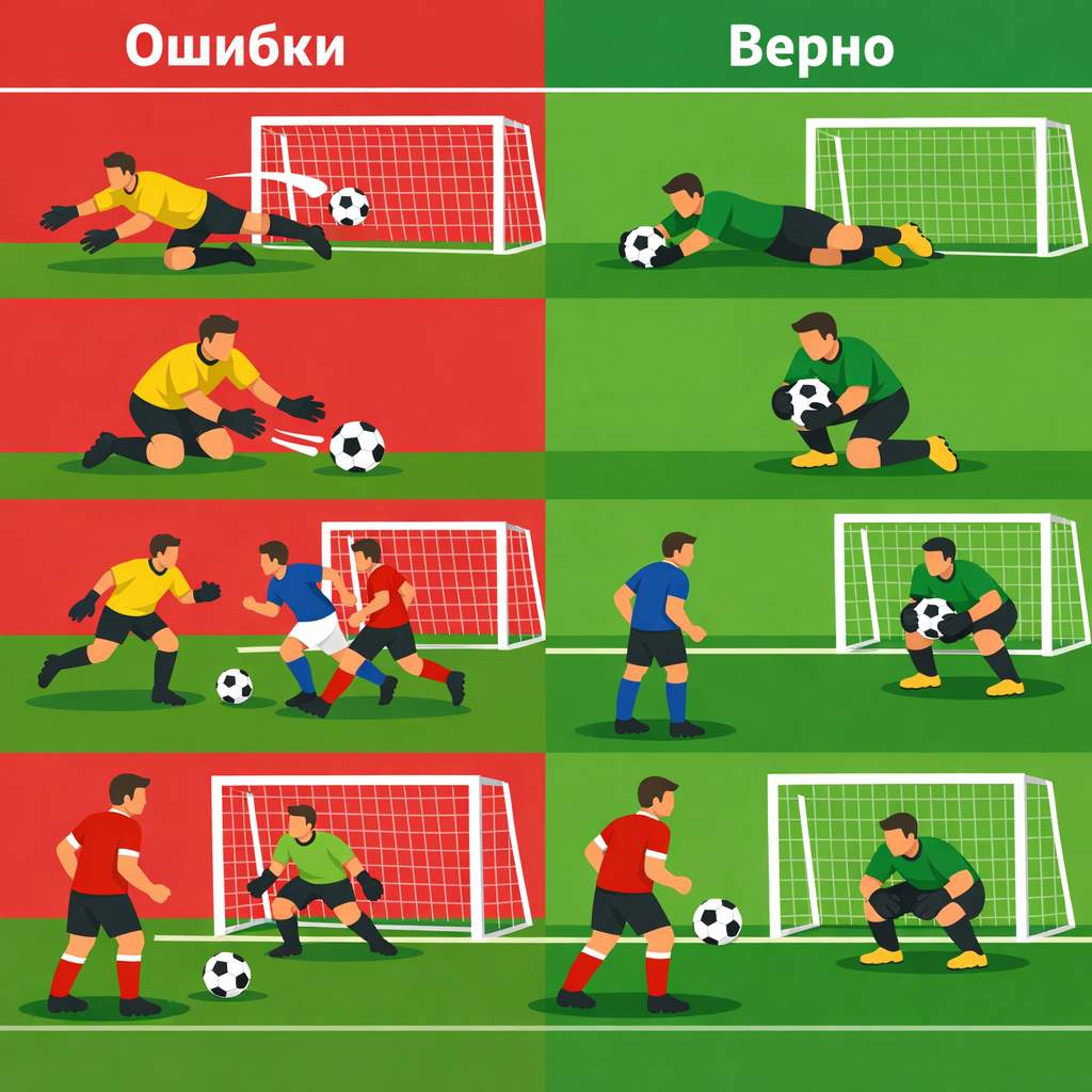 типичные ошибки вратаря в футболе